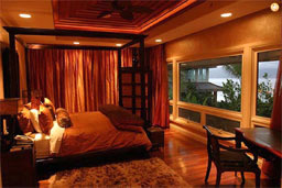 Tropical bedroom lighting at night